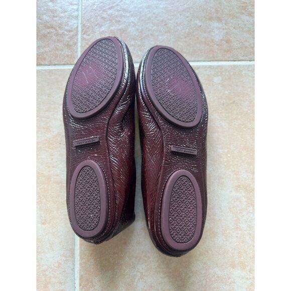 Tory Burch Travel T Ballet - Crinkle‎ in Oxblood size 7.5 M - Picture 5 of 12